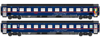 095-LS97025N - N - 2er Set Personenwagen Bmz ÖBB Nightjet, Ep.VI, Pride